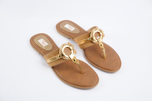 Leather Sandals with Silk Braid and Ring Detail