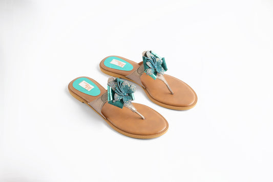 Sophisticated Sandals with Diamante Flower Strap