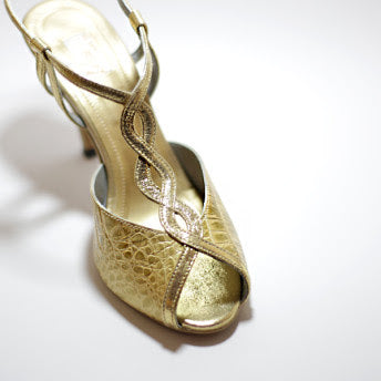 Gold Croc Peep Toe